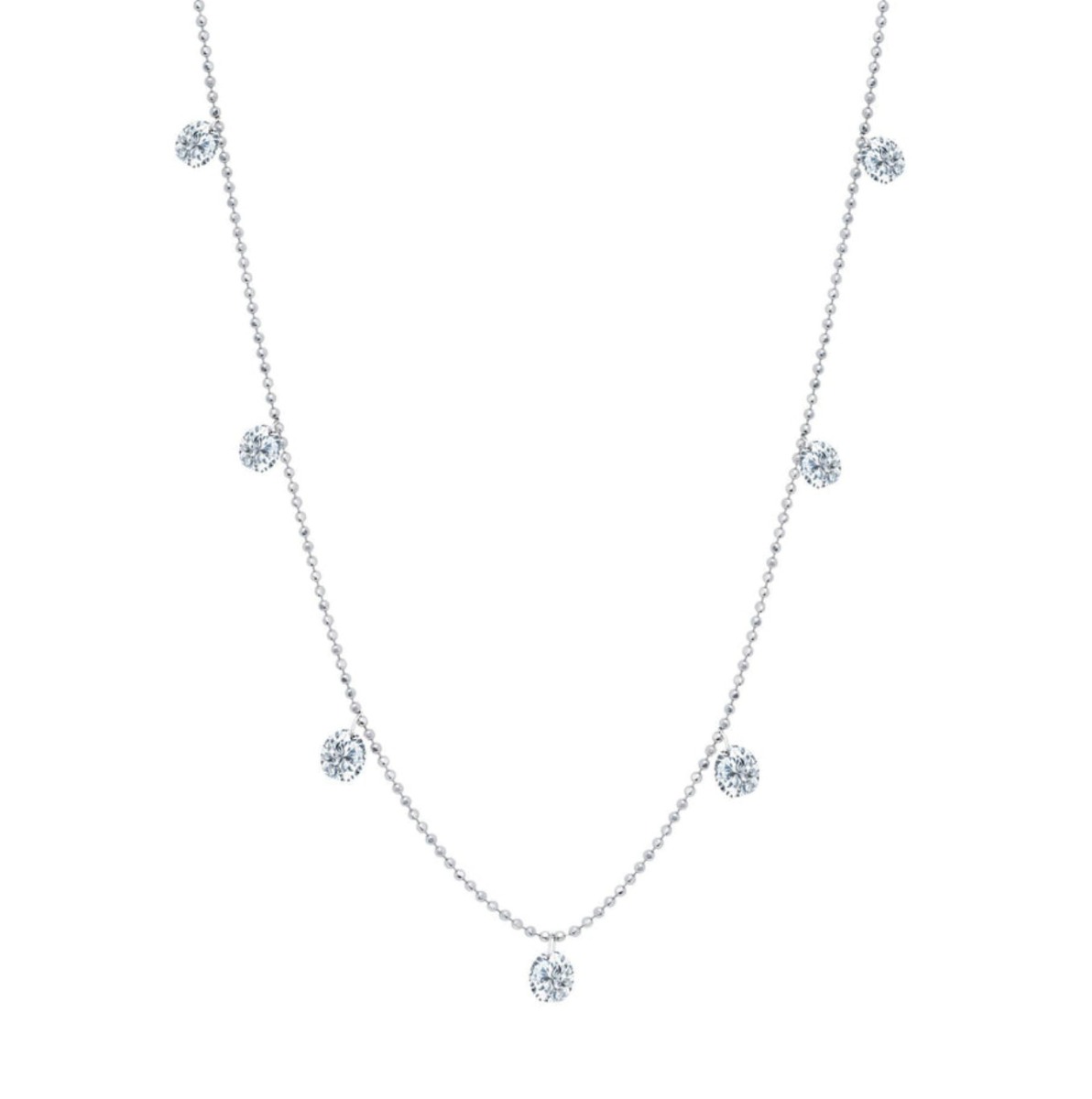 Small Floating Diamond Necklace in 18kt White Gold