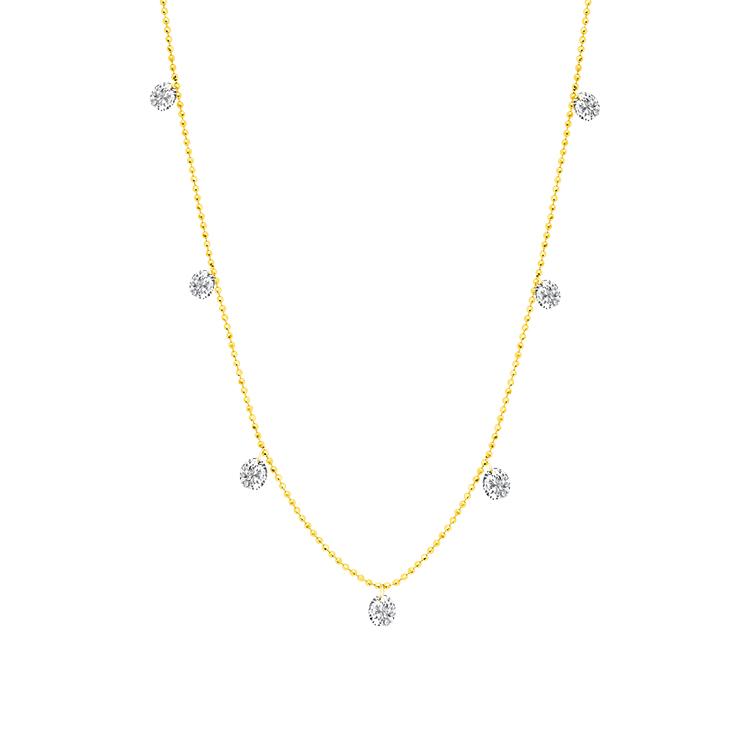 Graziela Gems Small Floating Diamond Necklace in 18kt Yellow Gold