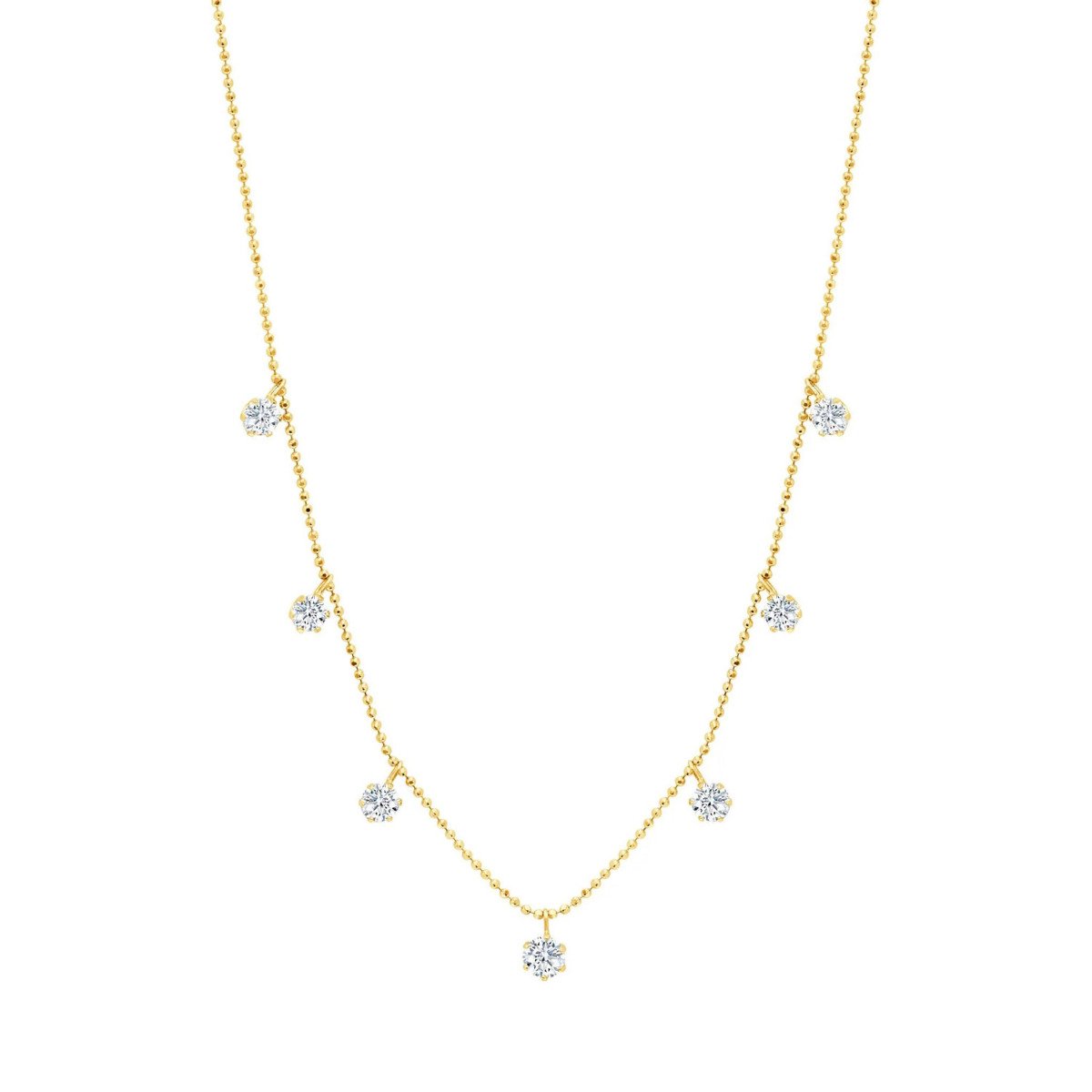 Graziela Gems Floating Diamond Medium Necklace in 18kt Yellow Gold