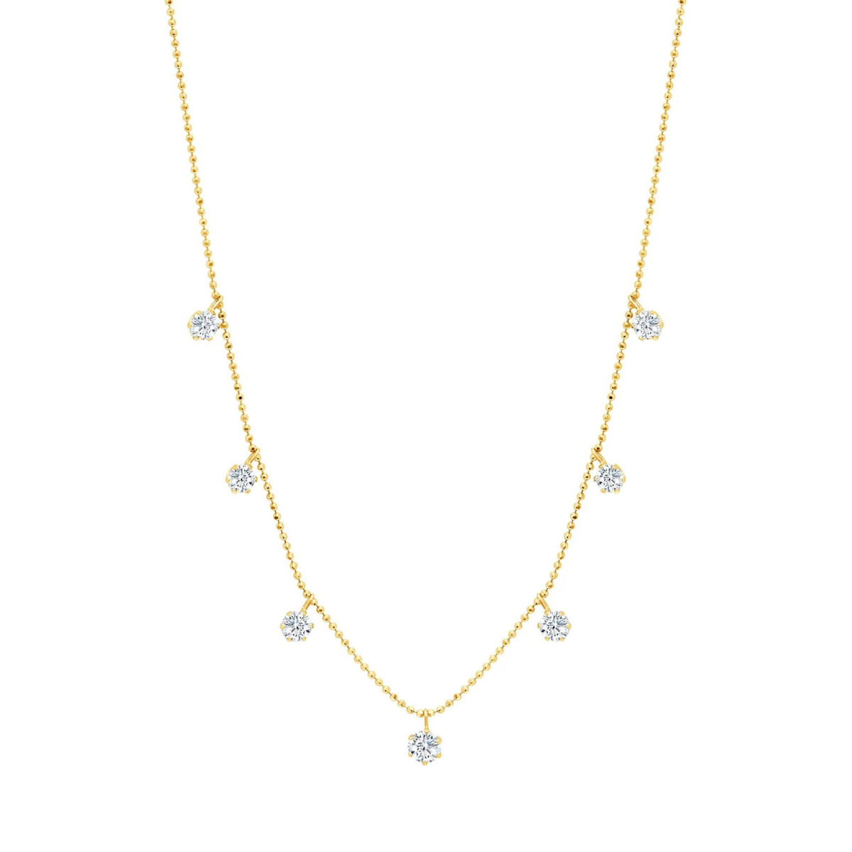 Graziela Gems Floating Diamond Medium Necklace in 18kt Yellow Gold