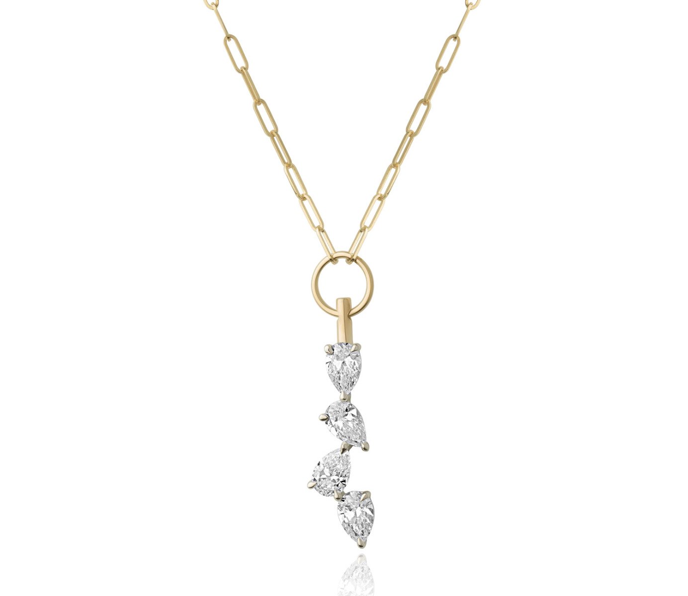 Phillips House "Affair" 18kt Yellow Gold & Platinum Pear Diamond Drop Necklace