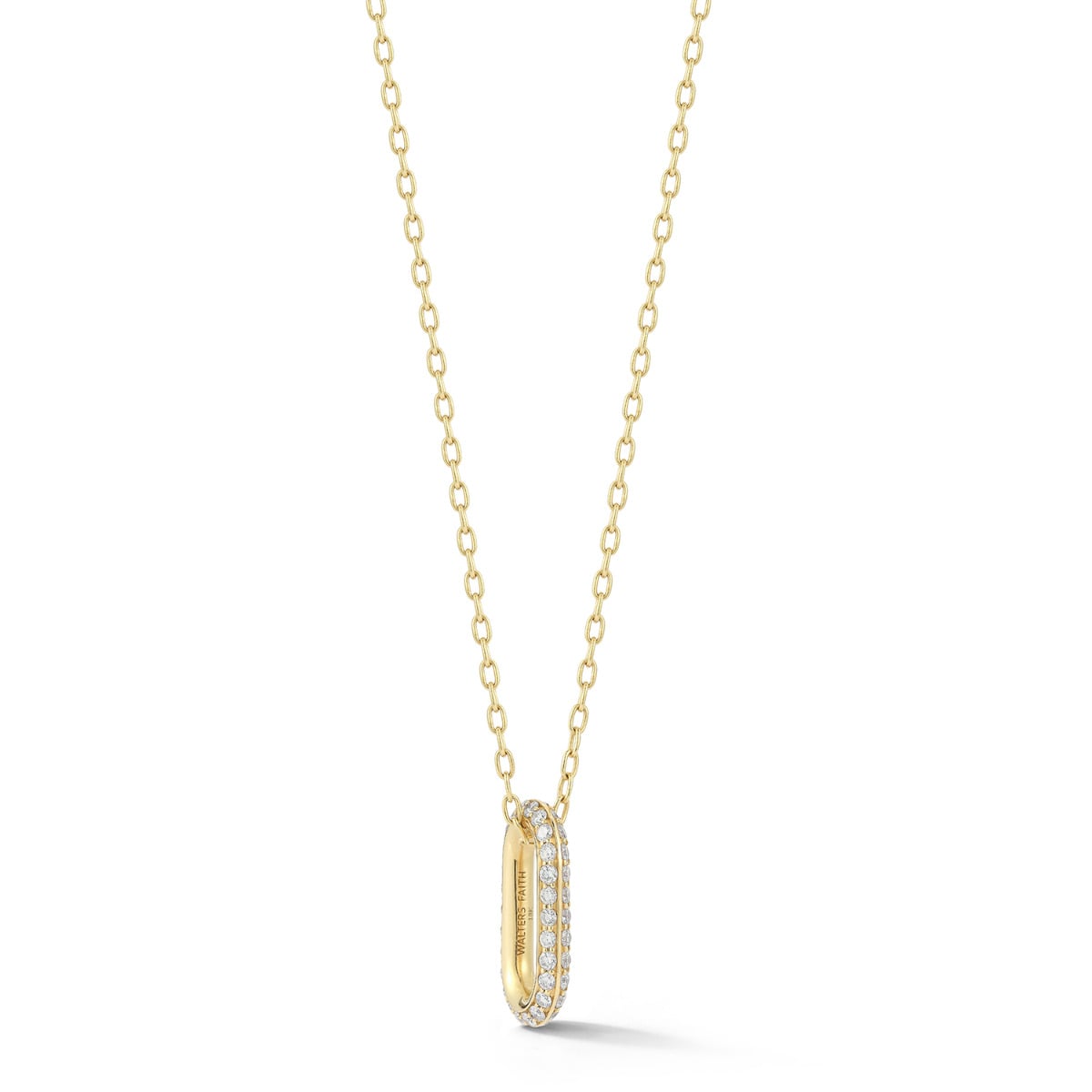 “Saxon” 18kt Yellow Gold All Diamond Pave Link Necklace