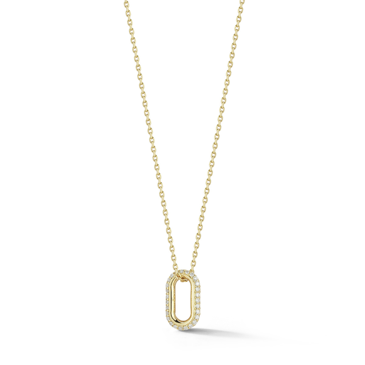 “Saxon” 18kt Yellow Gold All Diamond Mini Single Link Necklace