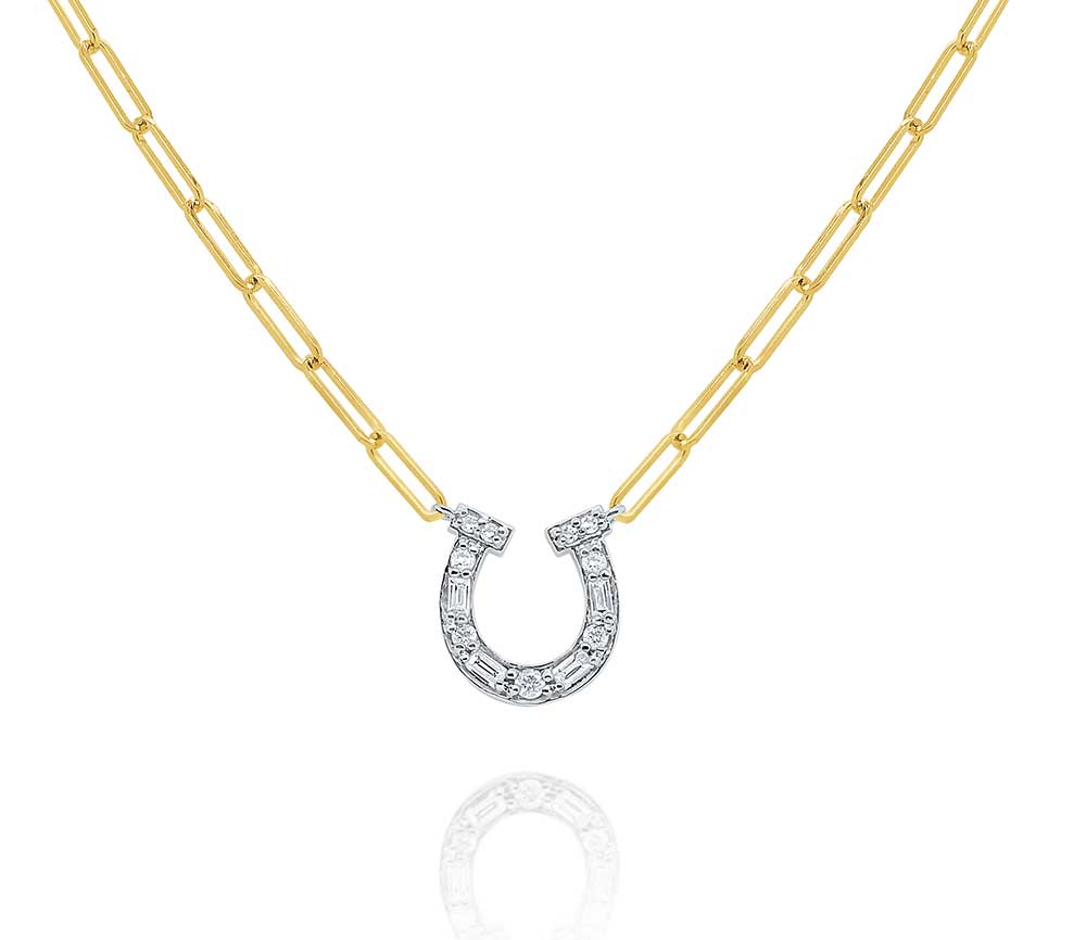 KC Designs Diamond Horseshoe Paperclip Chain Necklace