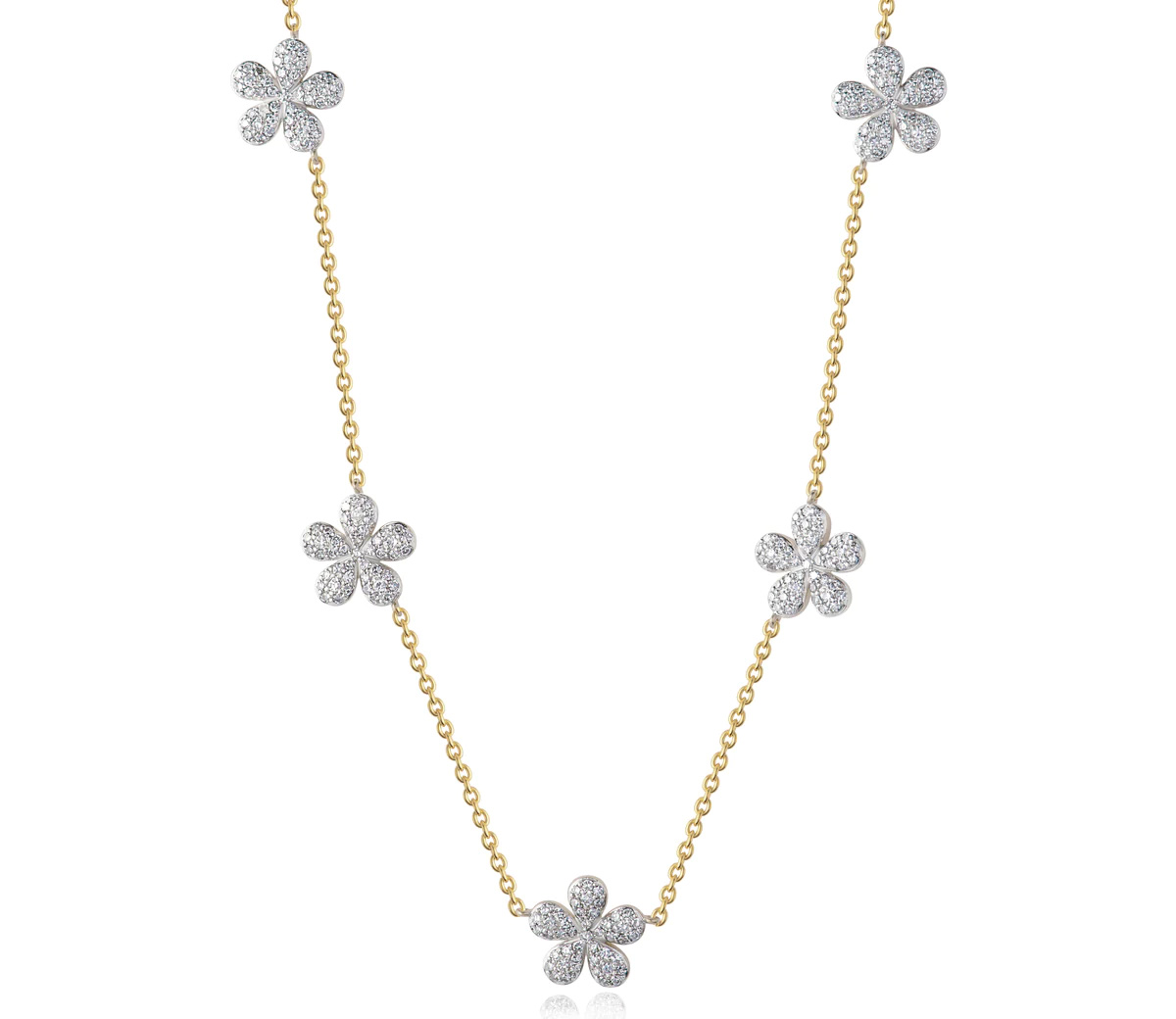 Phillips House "Affair" 14kt Yellow Gold Five Station Forget-Me-Not Petite Necklace