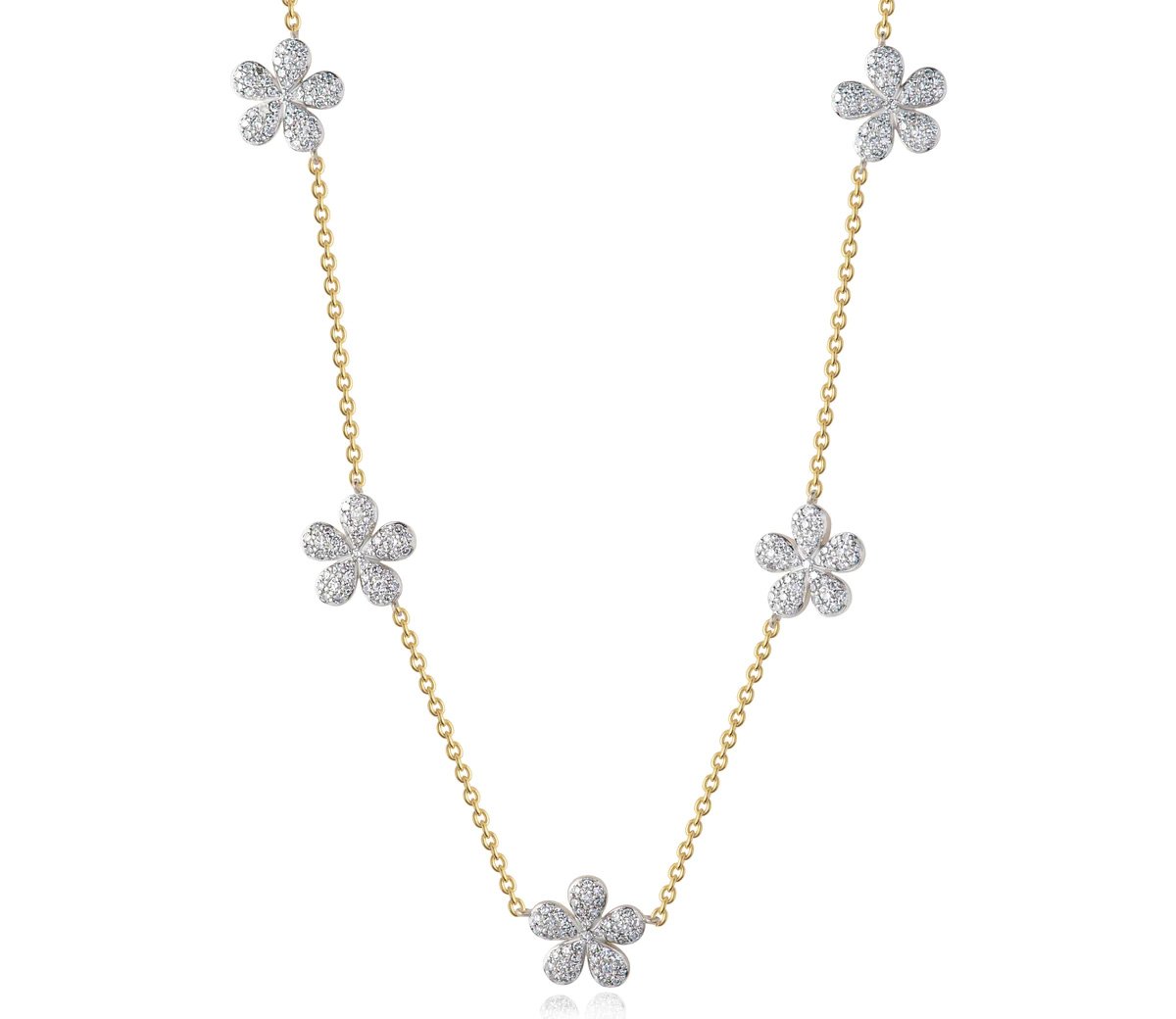 Phillips House "Affair" 14kt Yellow Gold Five Station Forget-Me-Not Petite Necklace