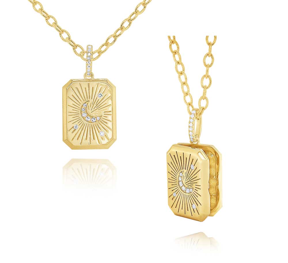 KC Designs Diamond Moon Tarot Inspired Locket Necklace, Small