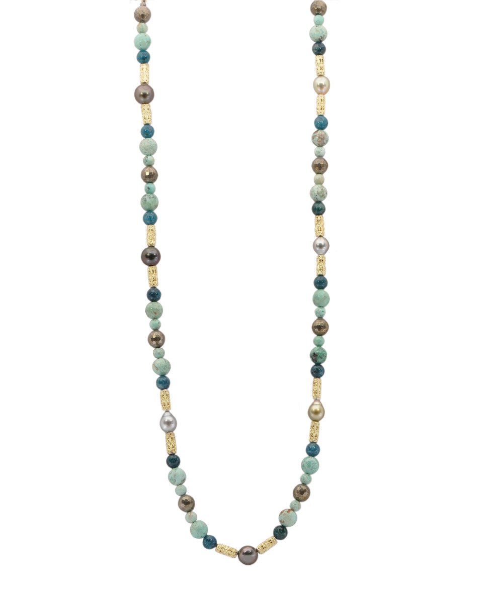 Armenta "Chic Bohemian" 18kt Yellow Gold Adjustable Beaded Necklace 