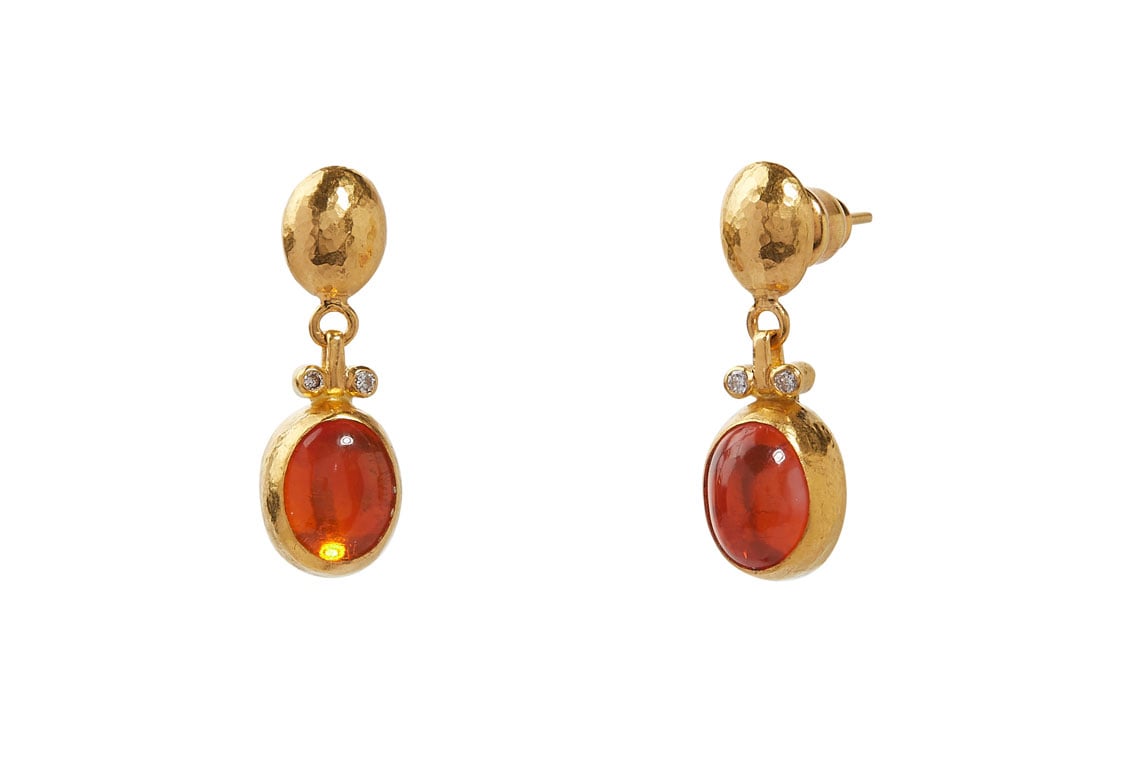 Gurhan One-of-a-kind Mexican Opal and Diamond Drop Earrings