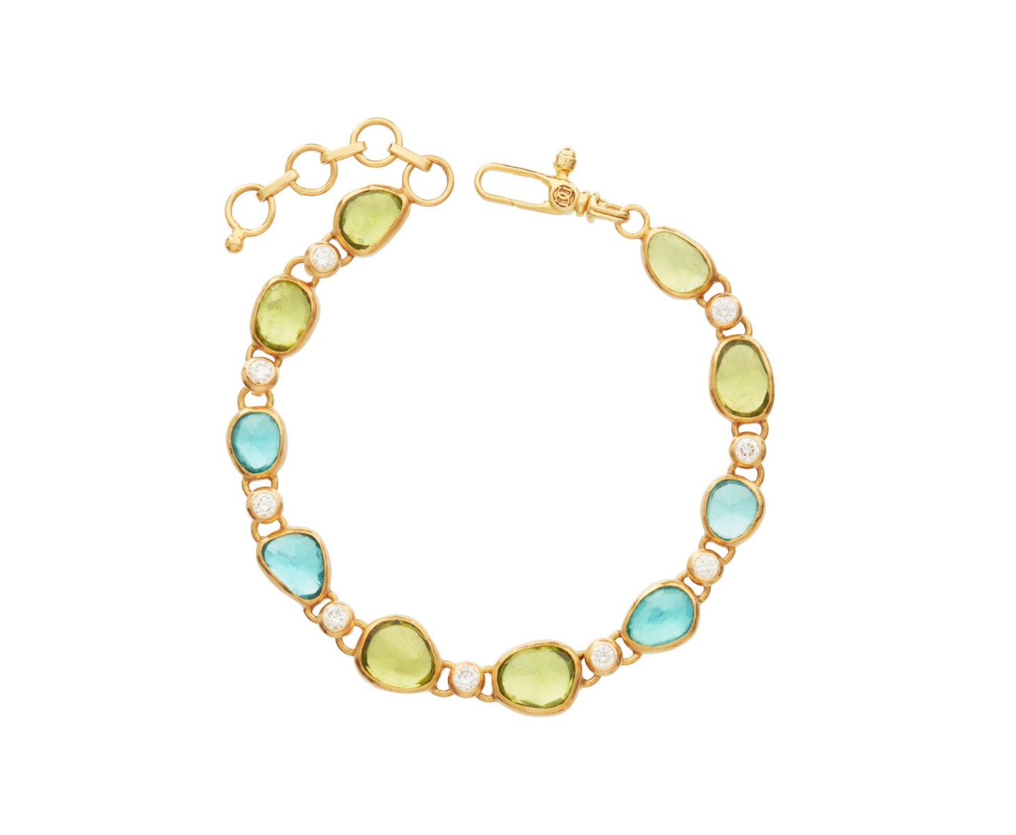 Gurhan One-Of-A-Kind "Elements" All-Round Statement Link Mixed Pastel Stones Bracelet
