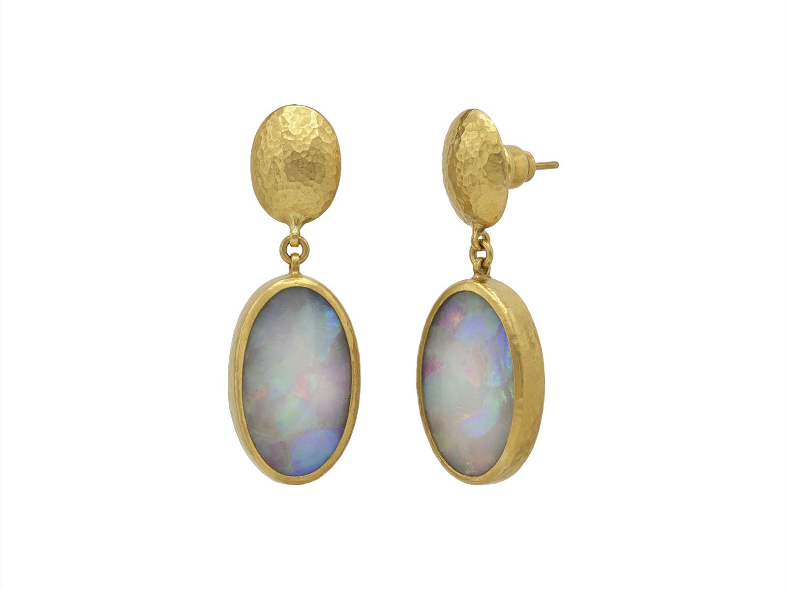 Gurhan One-of-a-kind Cabochon Red Opal Drop Earrings