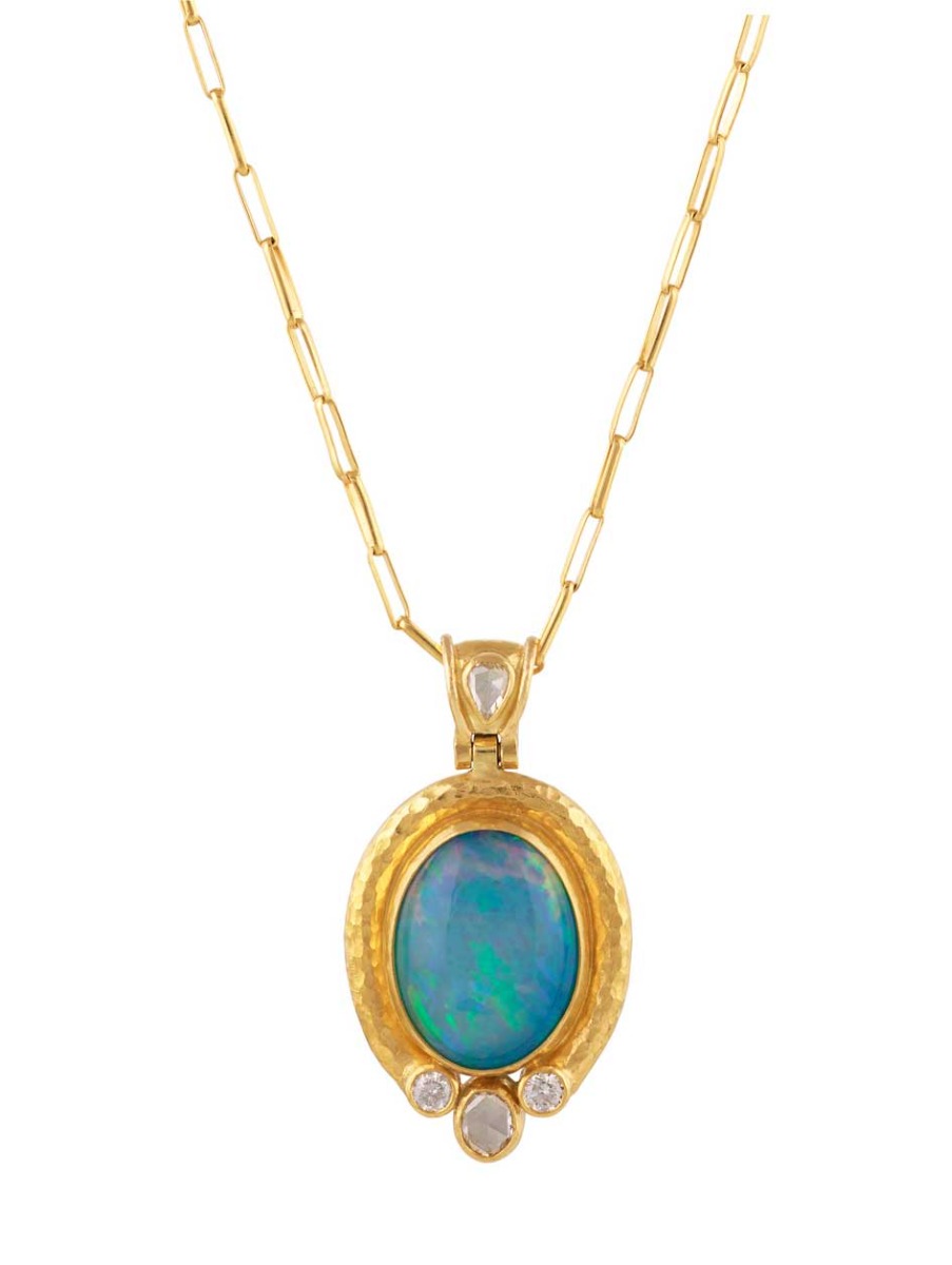 Ethiopian Opal Pendant with Diamonds
