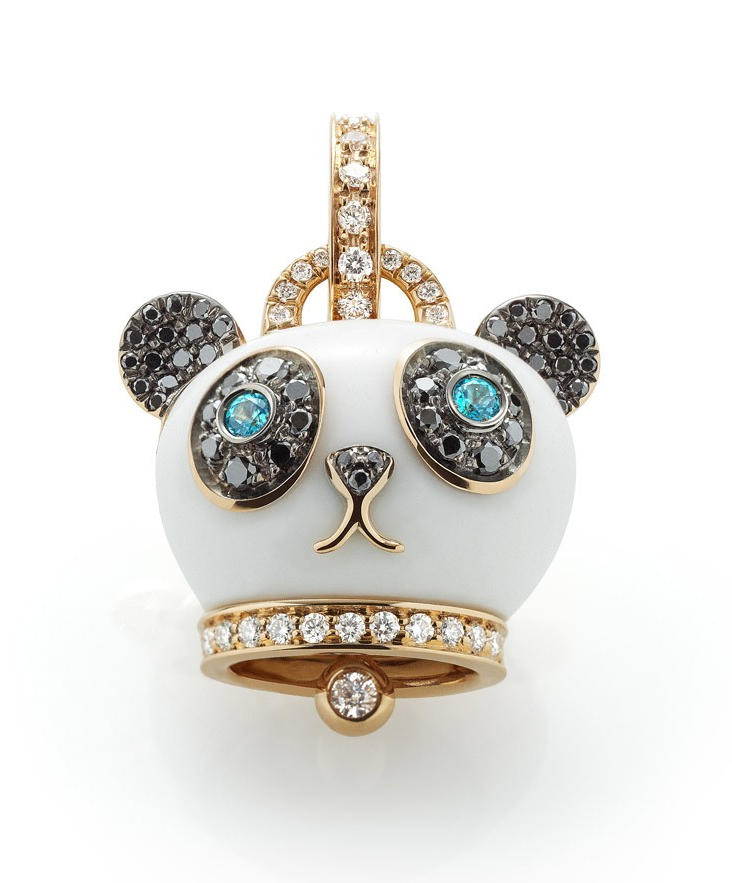 "Campanelle" Panda Charm in 18kt White Gold