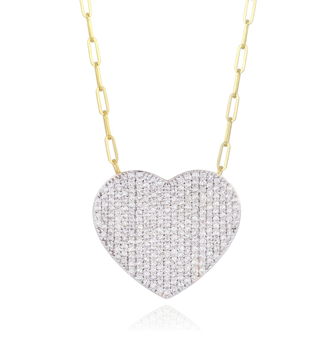 "Affair" Infinity 14kt Yellow Gold Extra Large Diamond Heart Necklace