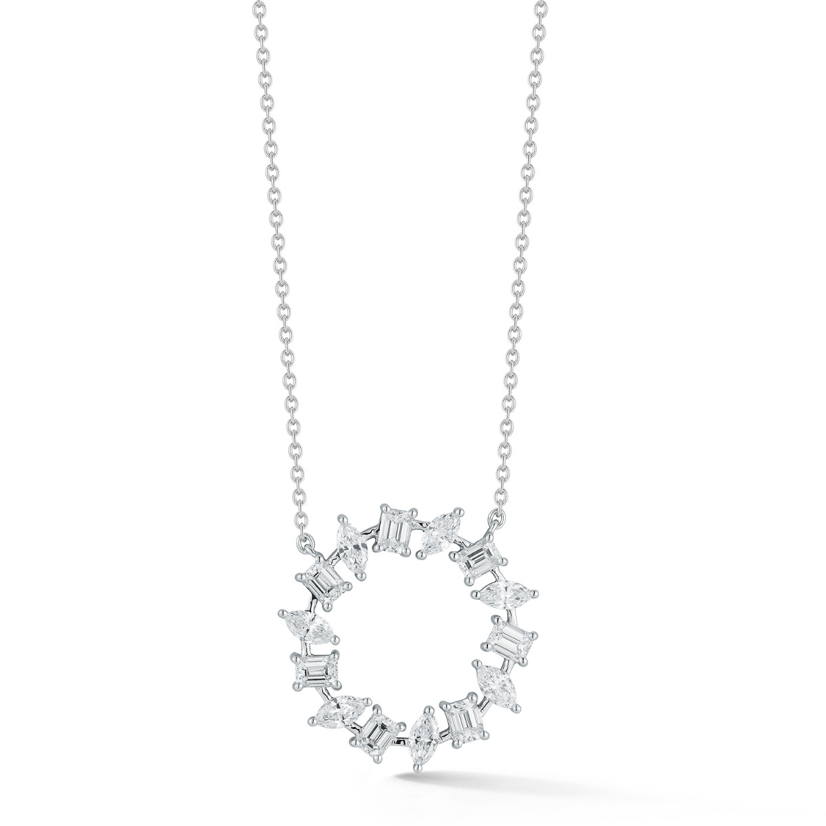 Beny Sofer Marquise and Emerald Diamond Pendant Necklace in 14kt White Gold