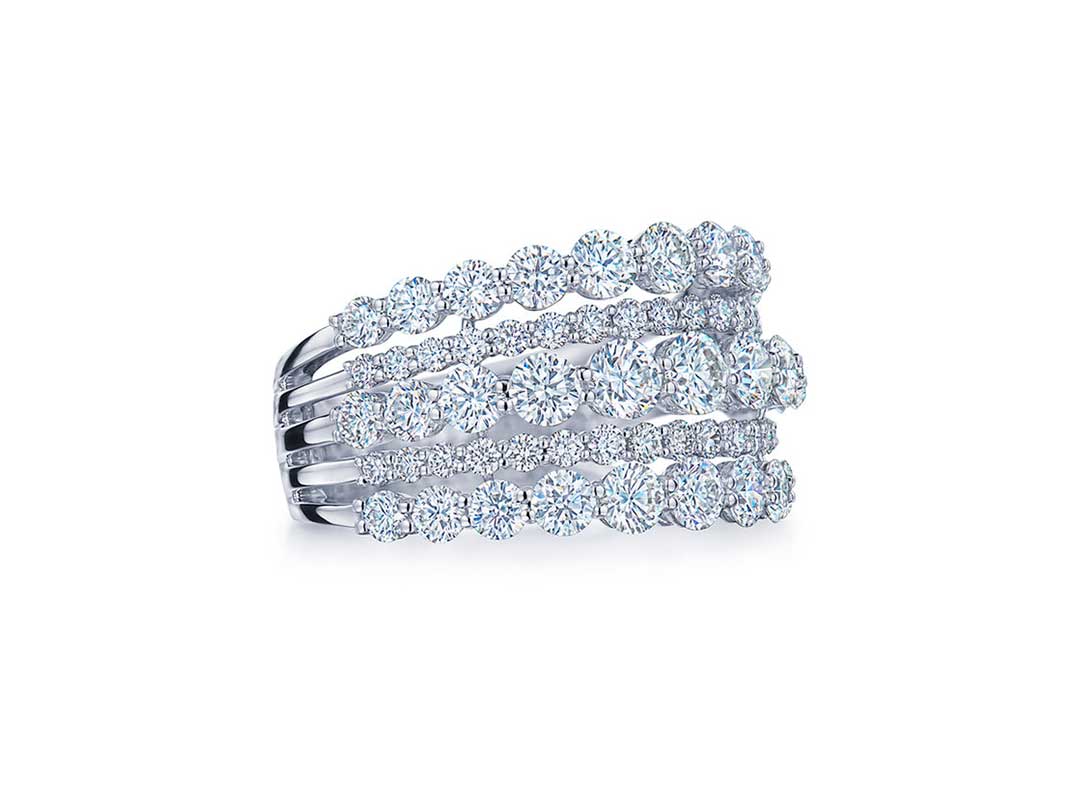 Lyric Five-Row Ring with Diamonds