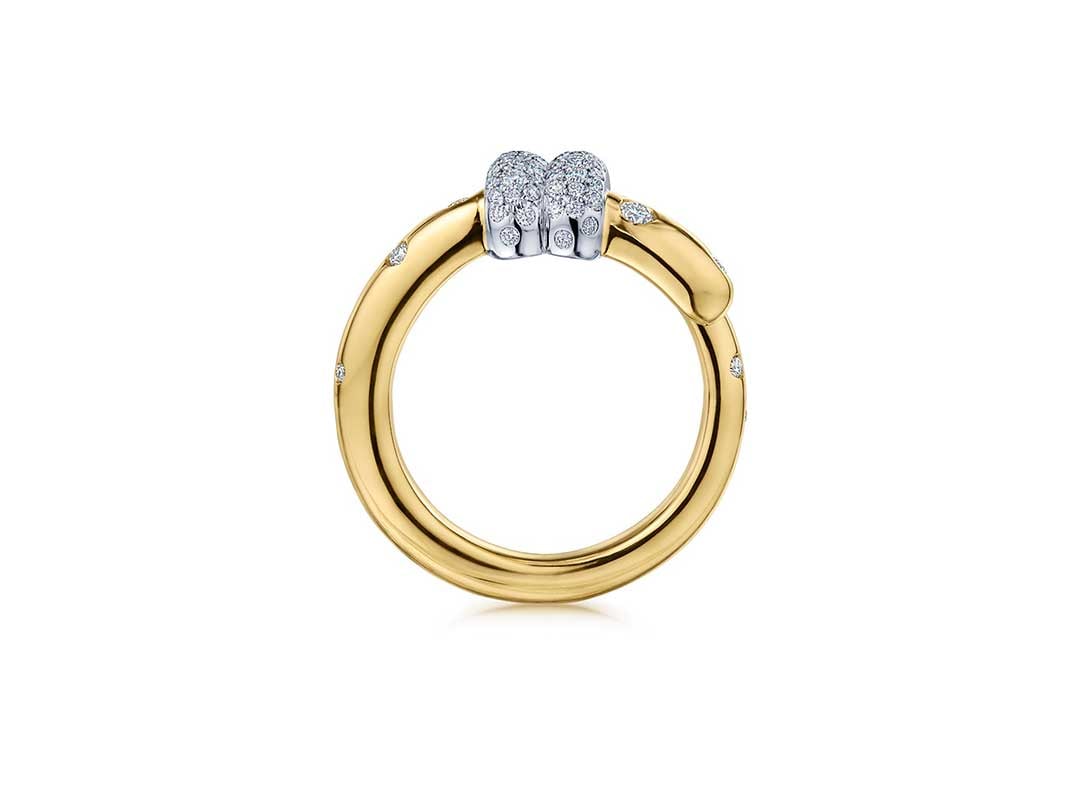 Cobblestone Small Buckle Ring with Diamonds