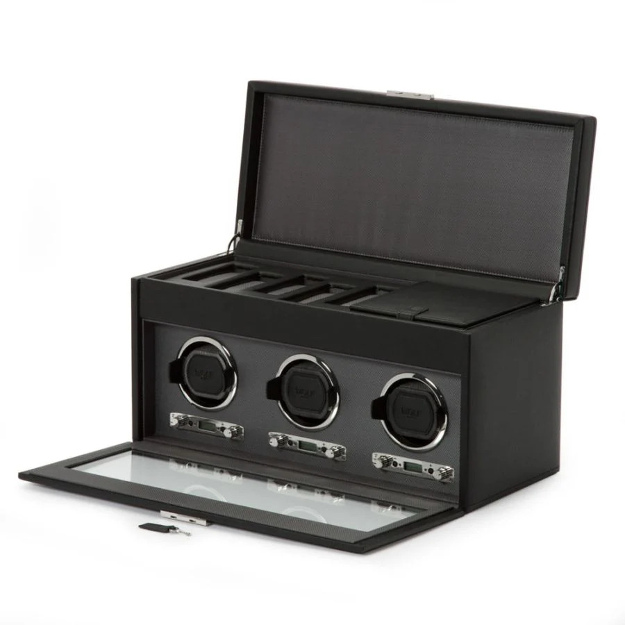 Classic Triple Watch Winder with Storage