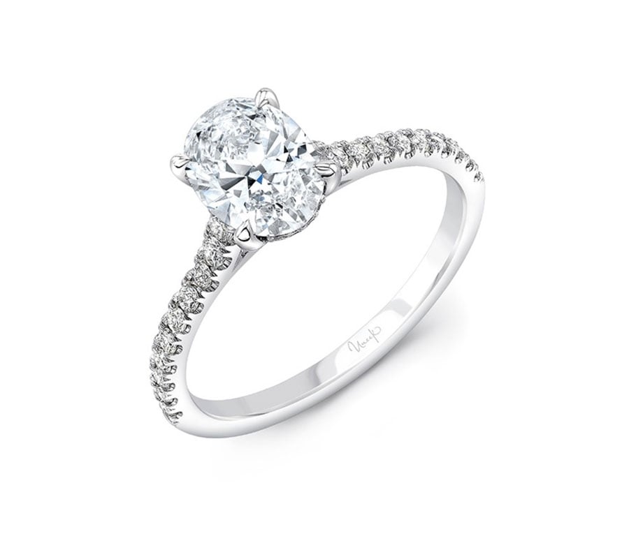 Uneek "Silhouette" Oval Diamond Engagement Ring in 14K White Gold