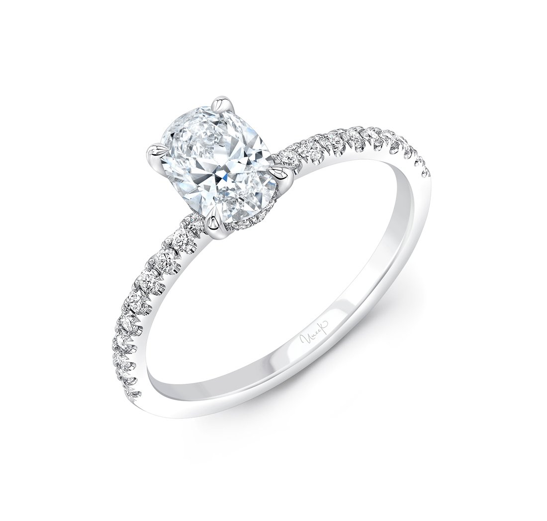 Uneek Oval Diamond Engagement Ring in 14K White Gold