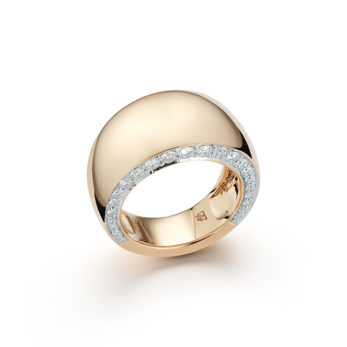 Walters Faith "Lytton" 18k Yellow Gold Bombe Ring With Diamond Edges (6)