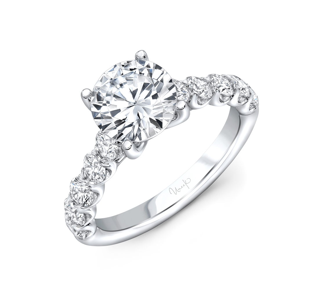 Uneek Semi Mount Diamond Engagement Ring in 14K White Gold