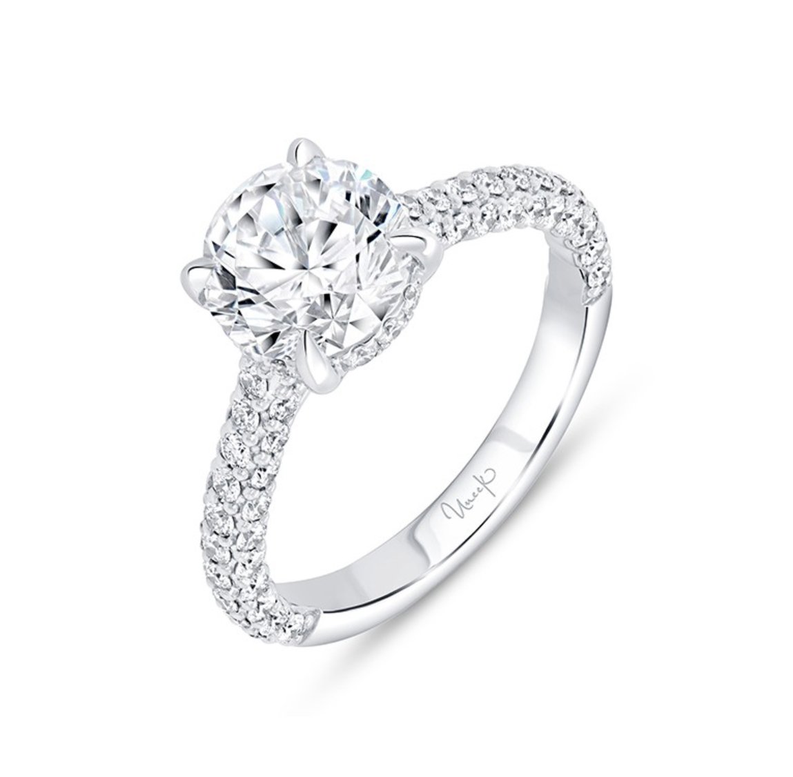 Uneek "Timeless" Round Diamond Engagement Ring in 18K White Gold