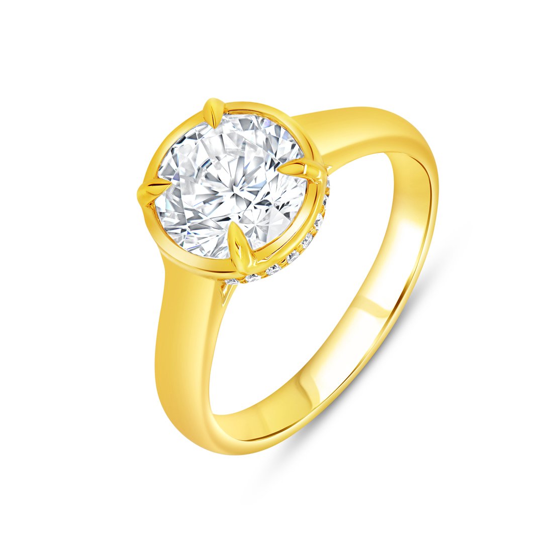 "Alexandria" Semi-Mount Diamond Engagement Ring in 18K Yellow Gold