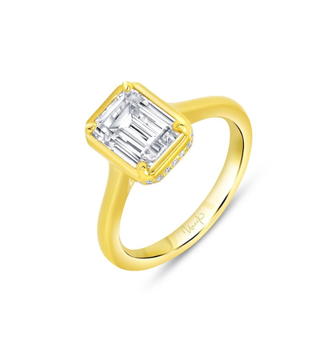 Uneek Alexandria Semi Mount Diamond Engagement Ring in 18K Yellow Gold