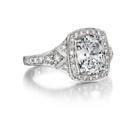Penny Preville "Josephine" Cushion Cut Diamond Halo Engagement Ring Setting
