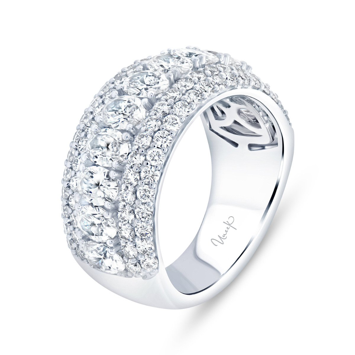 Uneek Jewelry Bouquet Multi-Row Diamond Fashion Ring in 18K White Gold