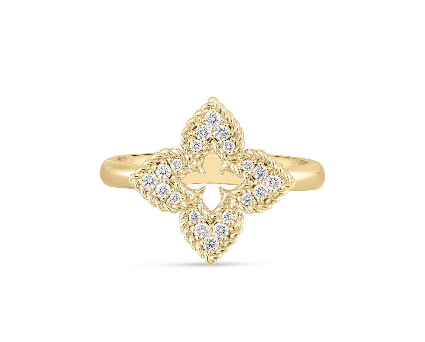 Roberto Coin “Venetian Princess” 18kt Yellow Gold Diamond Floral Ring
