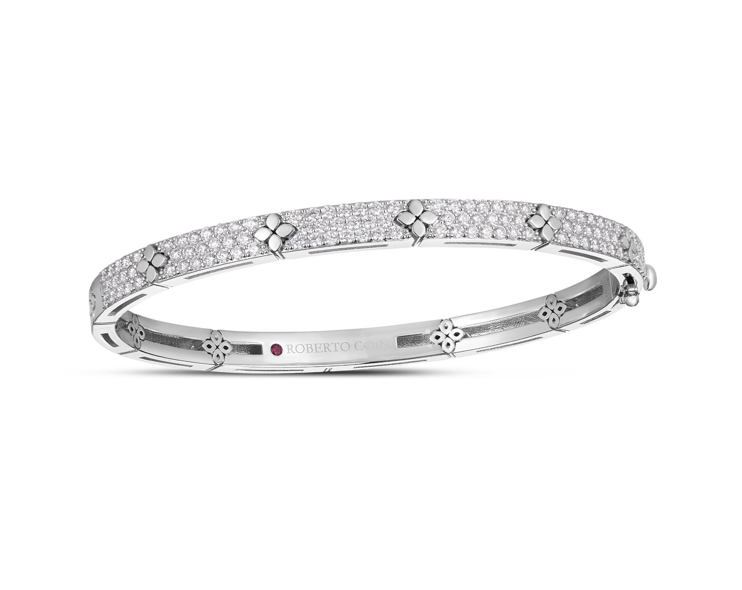 Roberto Coin "Love In Verona" 18kt White Gold Diamond Flower Bangle 