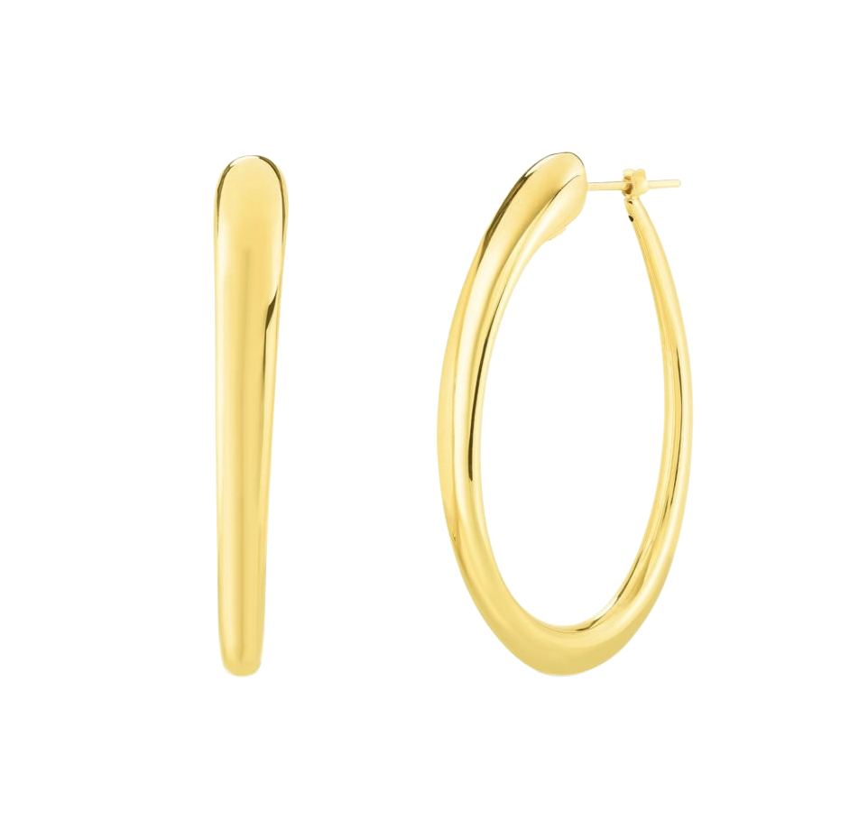 Roberto Coin “Designer Gold" Large Contoured Hoop Earrings 18kt Yellow Gold