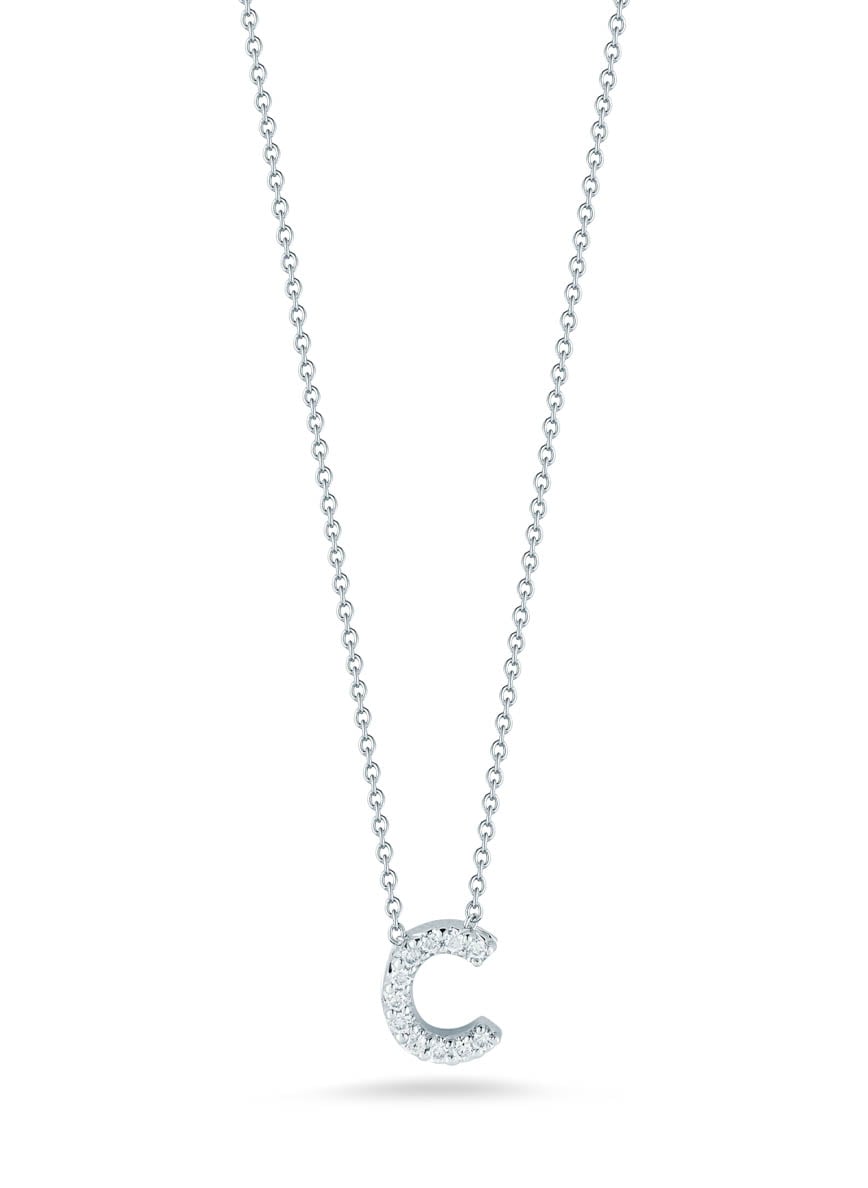 Roberto Coin "Tiny Treasures" Love Letter C in Diamonds Women's Necklace