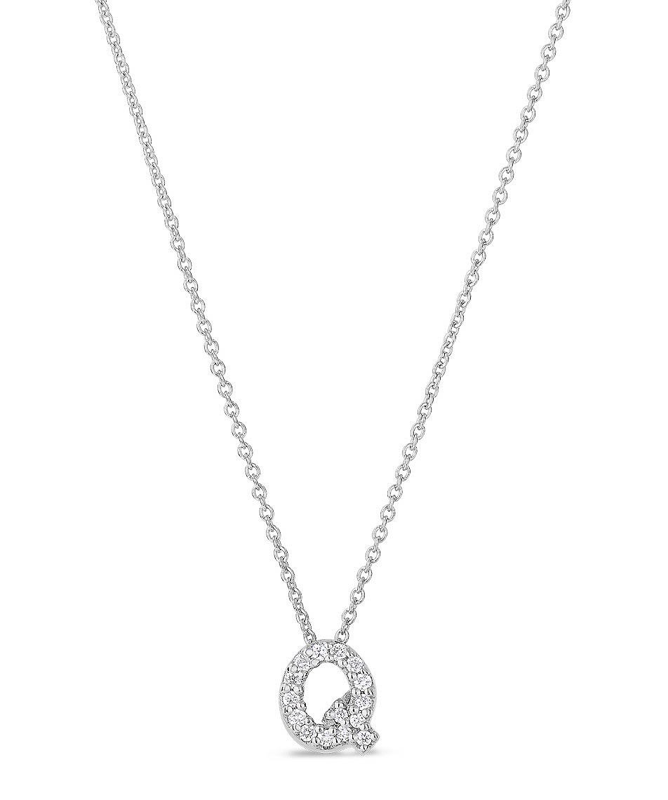 Roberto Coin "Tiny Treasures" Love Letter Q in Diamonds Women's Necklace