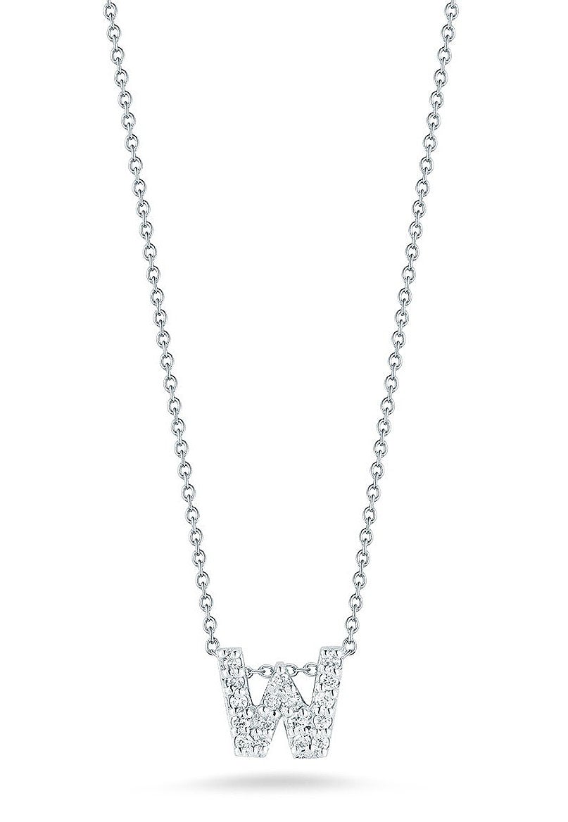 Roberto Coin "Tiny Treasures" Love Letter W in Diamonds