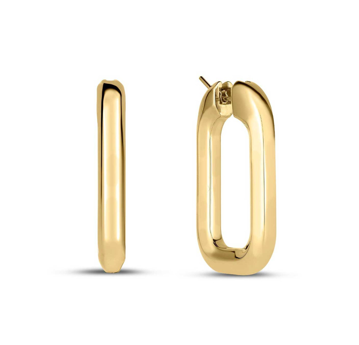 “Designer Gold" Small Square Hoop Earrings 18kt Yellow Gold