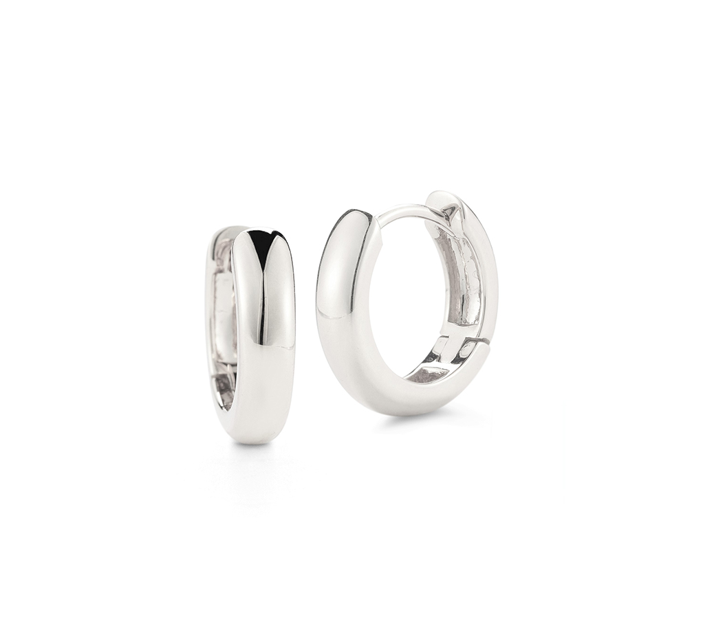 14kt White Gold Small Huggie Hoop Earrings