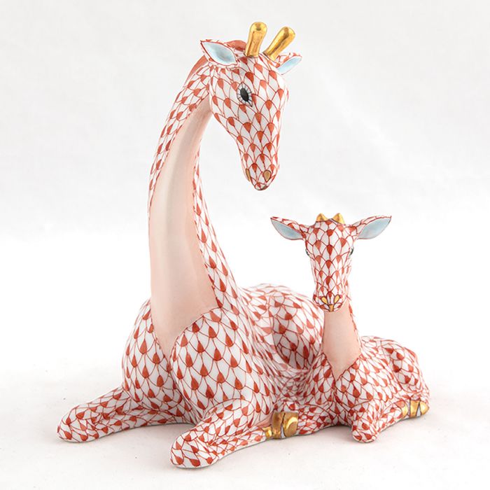 Mother And Baby Giraffe - Rust