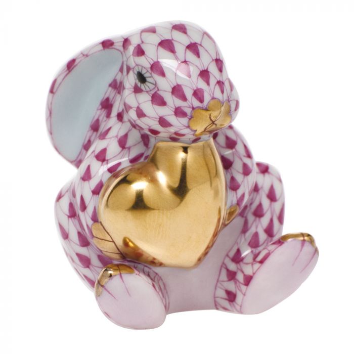 Herend Bunny With Heart - Raspberry