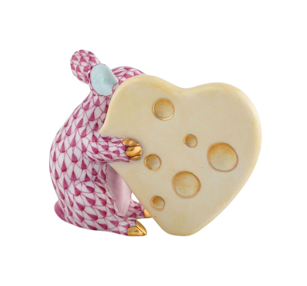 Mouse With Heart Cheese - Raspberry