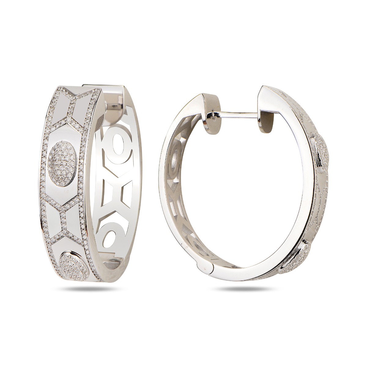 Terzihan Diamond Shield Hoop Earrings in 18kt White Gold