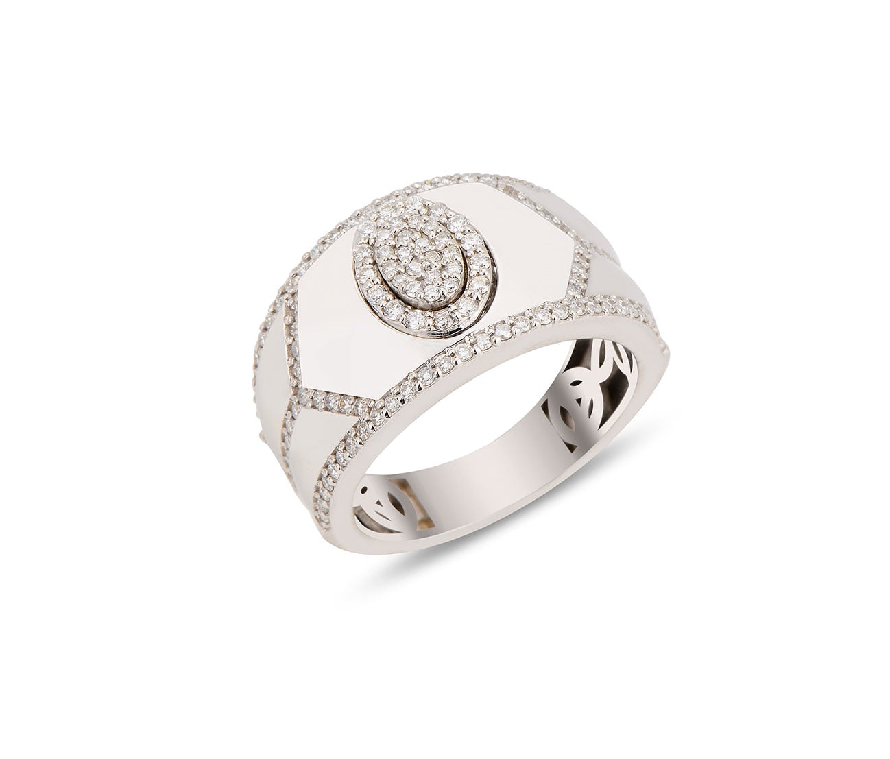 Terzihan Diamond Shield Ring in 18kt White Gold
