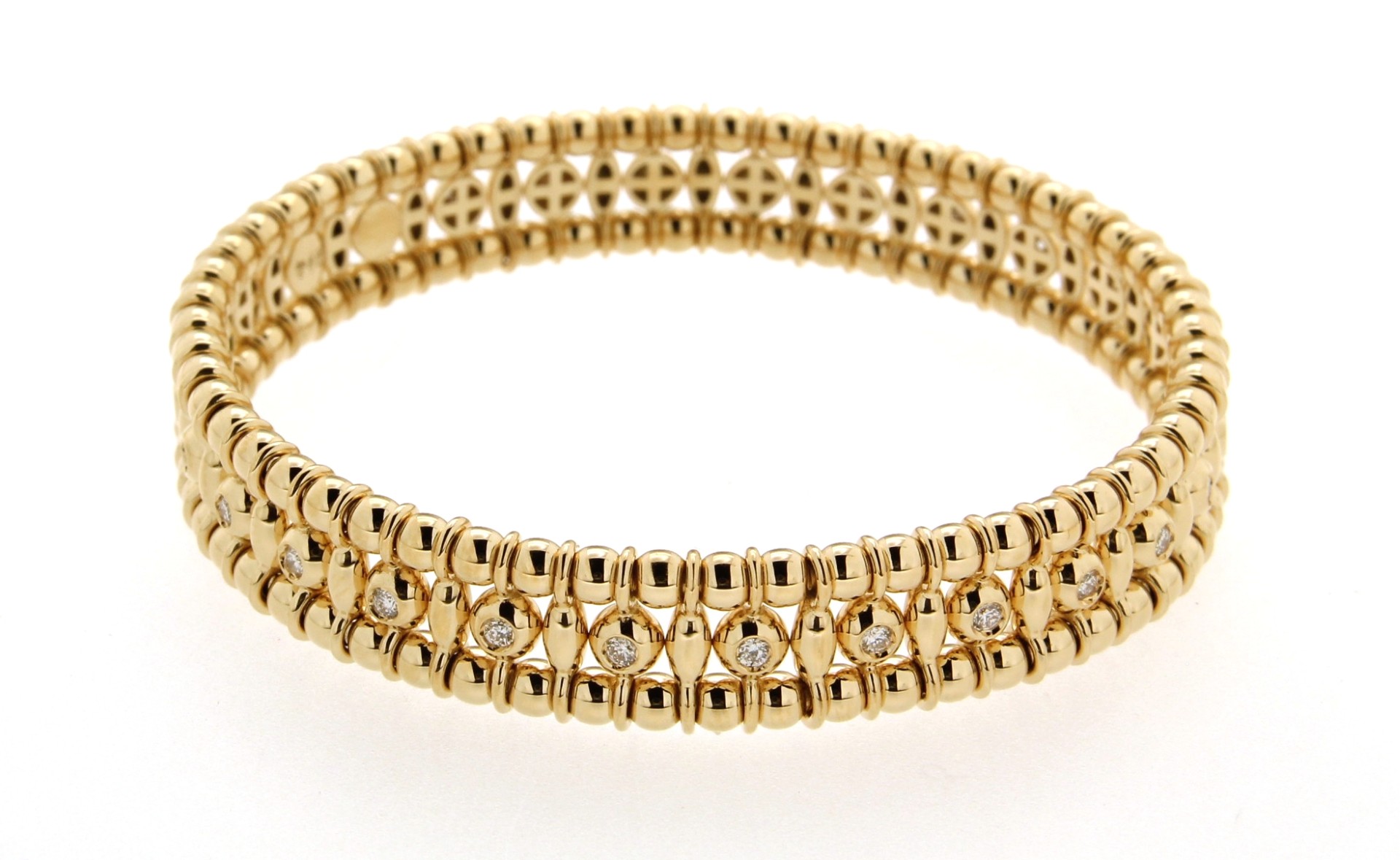 Hulchi Belluni "Tresore" Stretch Bracelet in 18kt Yellow Gold with Pave Diamonds 