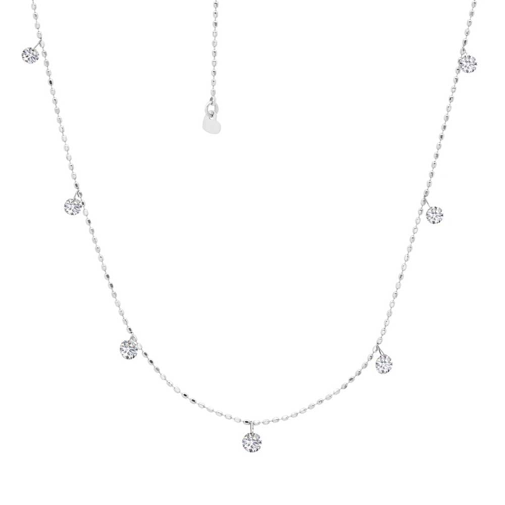 Graziela Gems Tiny Floating Diamond Necklace in 18kt White Gold