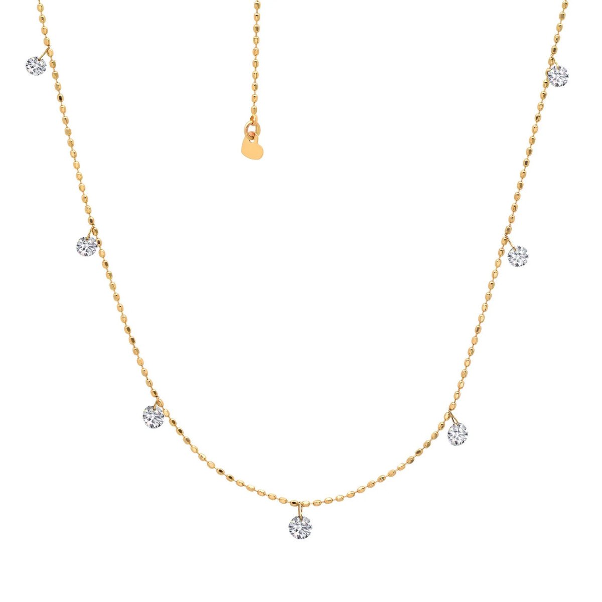 Graziela Gems Floating Diamond Tiny Necklace in 18kt Yellow Gold