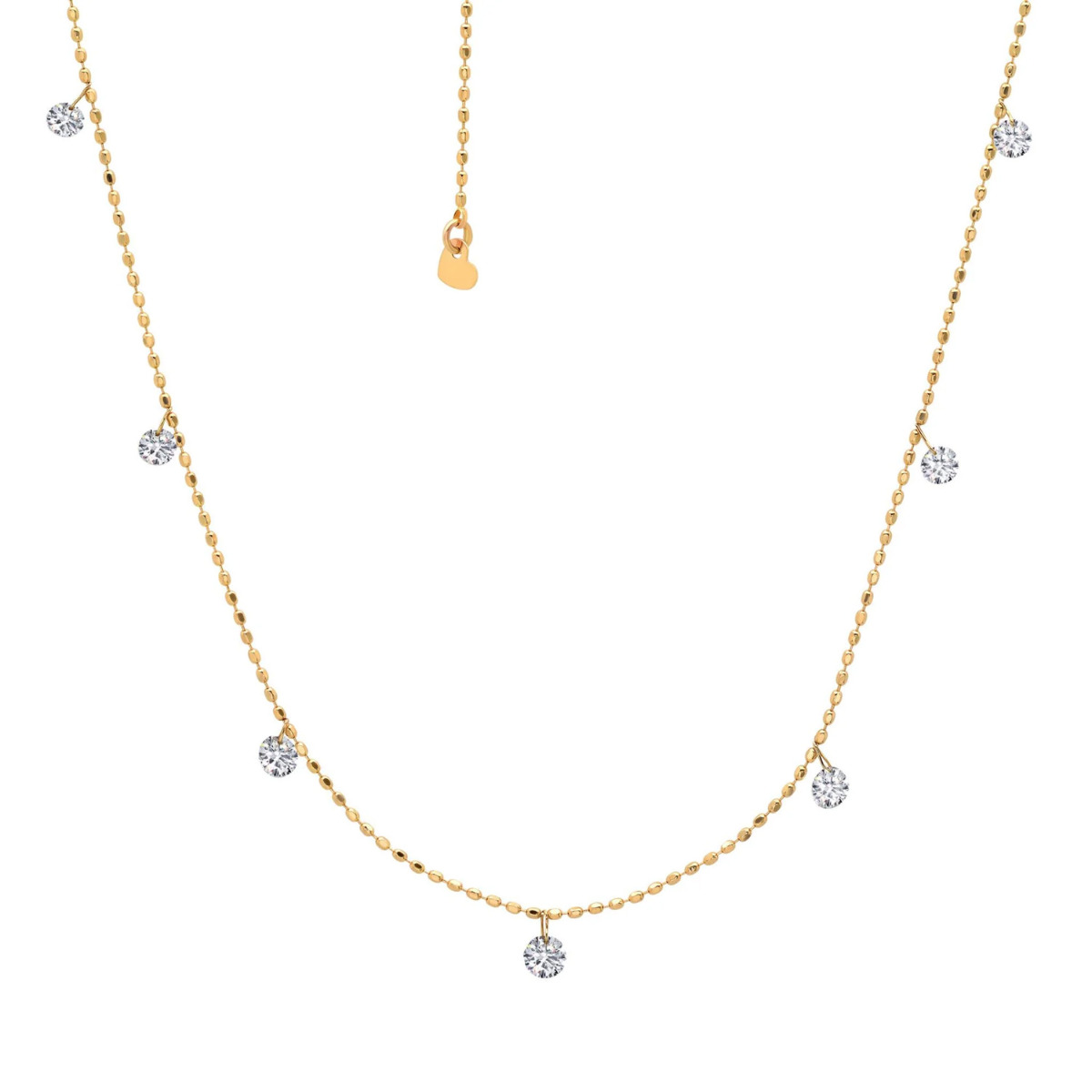 Graziela Gems Floating Diamond Tiny Necklace in 18kt Yellow Gold