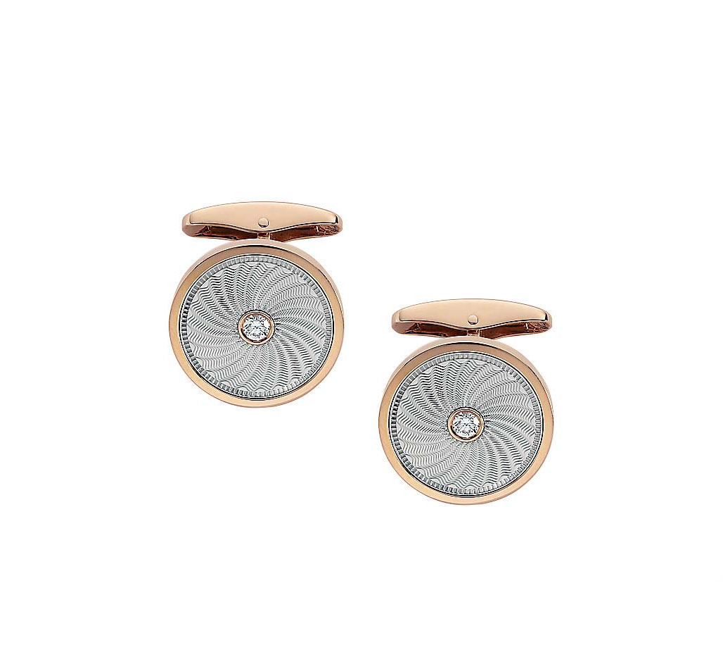18 kt Gold Guilloché  Engraved Cufflinks