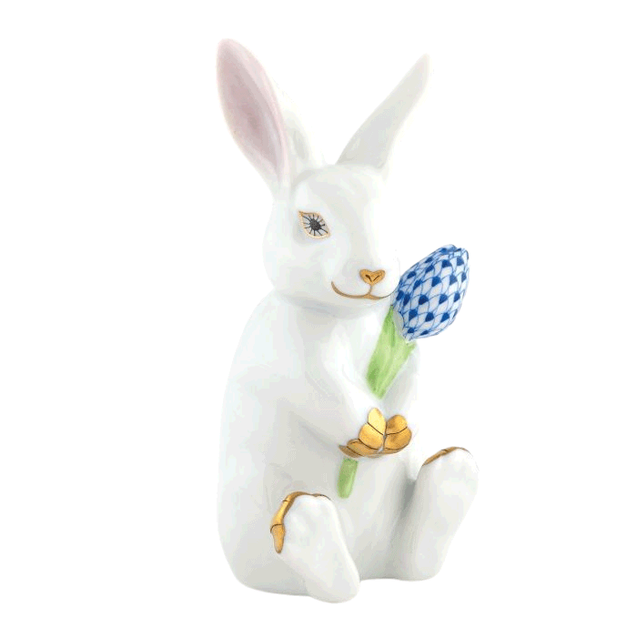 Herend Blossom Bunny - White-Sapphire